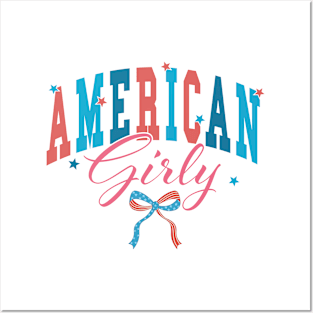 American Girly Independence Day 4th of July Retro Posters and Art